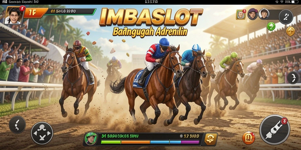 Tangkapan layar menampilkan aksi balapan seru di IMBASLOT.