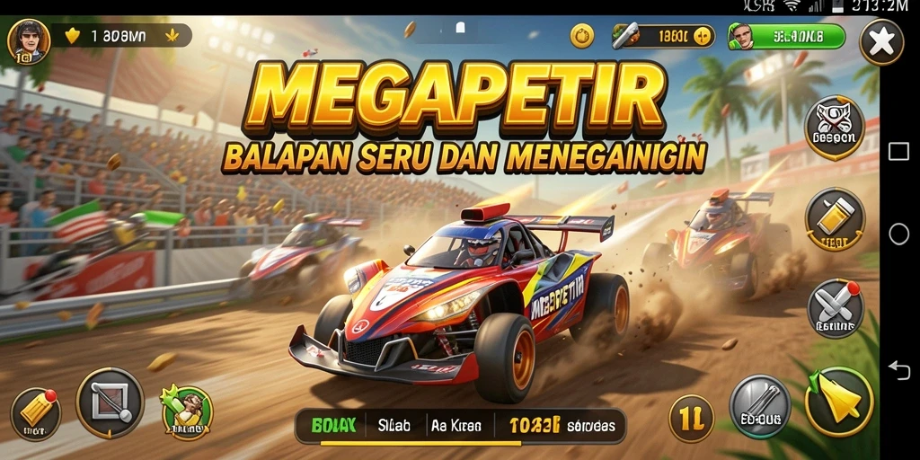 Tampilan gameplay balap seru di MEGAPETIR.
