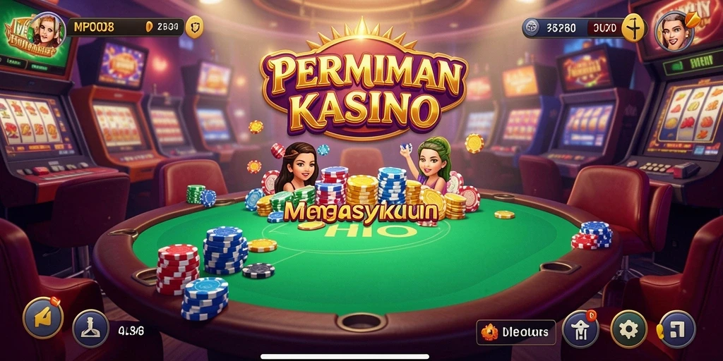 Tampilan utama gameplay MPO08 dengan suasana Kasino yang mendebarkan.