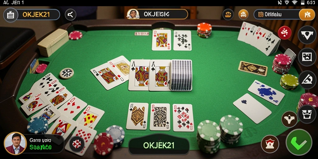 Tampilan gameplay Gaple yang seru dan interaktif di OKJEK21.