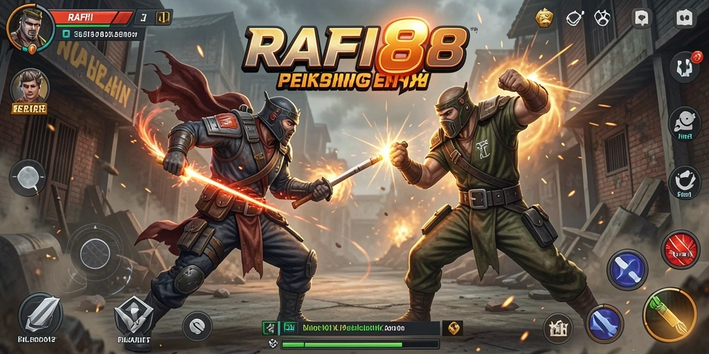 Screenshot RAFI88 menampilkan pertarungan seru antara karakter yang kuat.