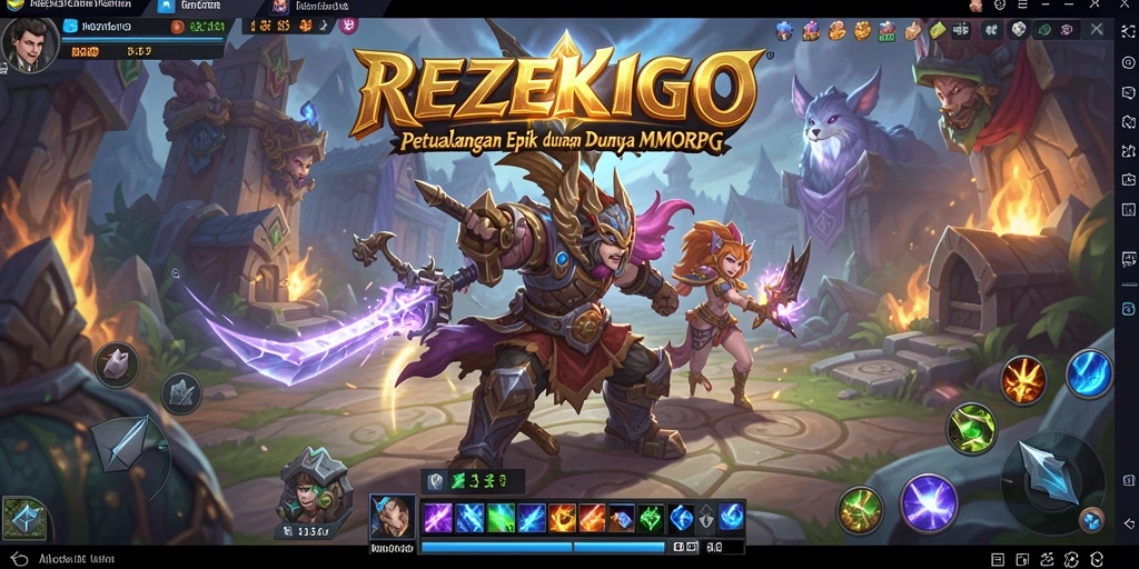 Screenshot utama REZEKIGO menunjukkan aksi seru dalam pertarungan MMORPG.