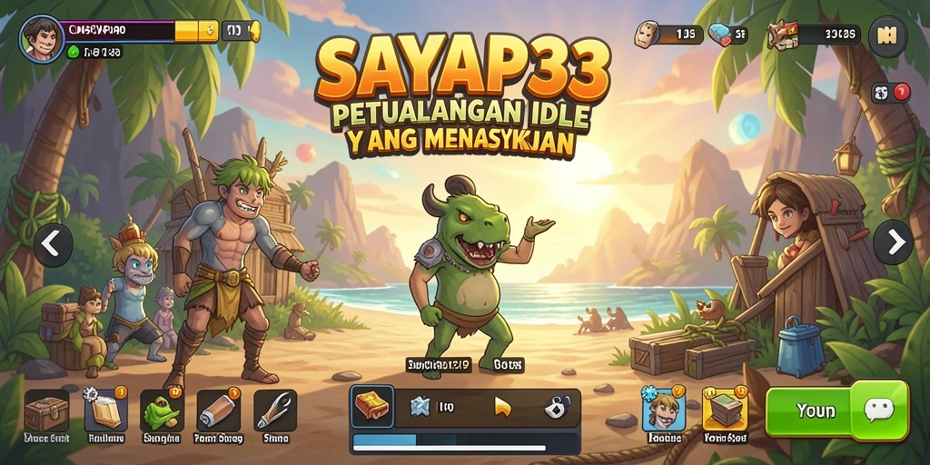 Screenshot gameplay <strong>SAYAP33</strong> yang menunjukkan aksi petualangan Idle yang seru.
