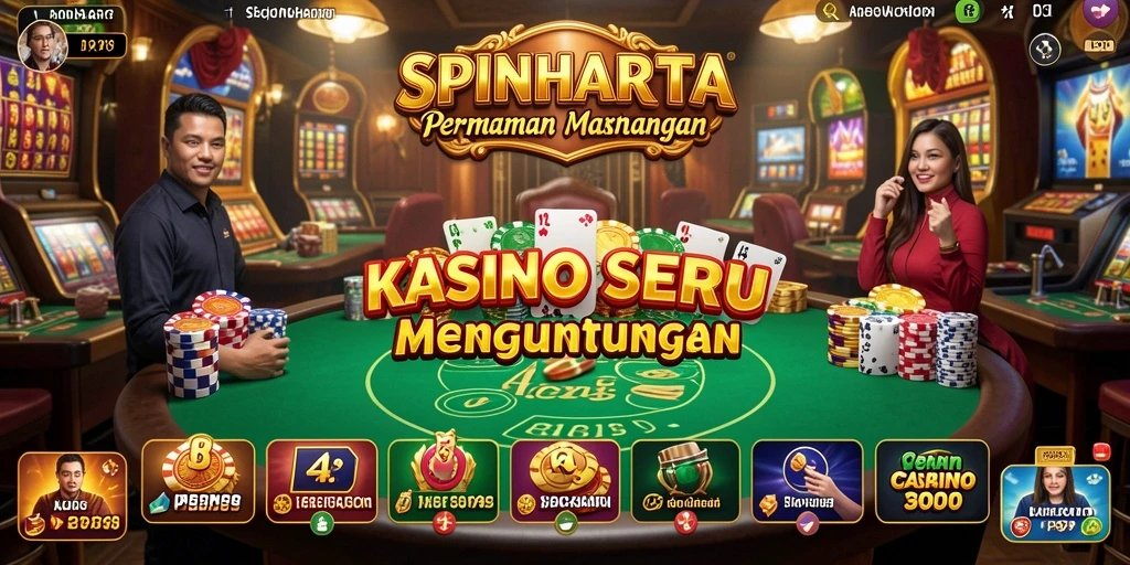 Tampilan gameplay kasino yang menarik dan penuh aksi di SPINHARTA.